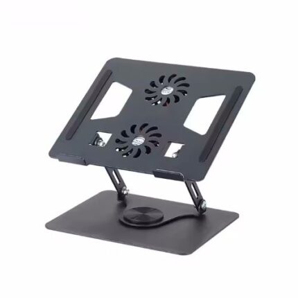 YL-906 Aluminum Laptop Stand with 360° Rotating Base & Dual Cooling Fans